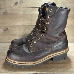 carolina elm womens size 9.5 shoes brown leather steel toe logging work boots